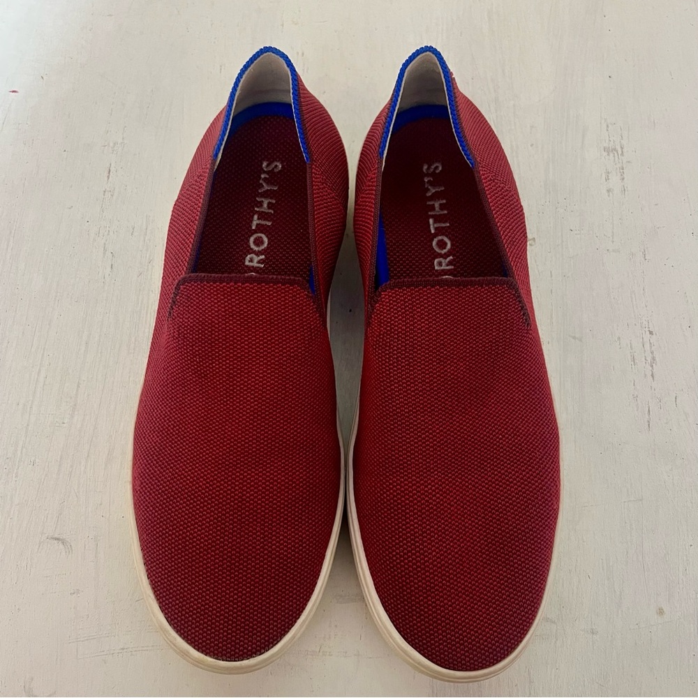 Rothy's Women’s Red and Blue Slip-On Loafers